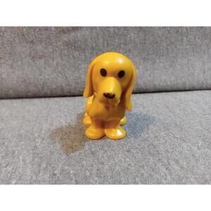 Miniature Hound Dog Puppy Toy 2" Tan Collectible Hard Plastic Resin Sitting PVC